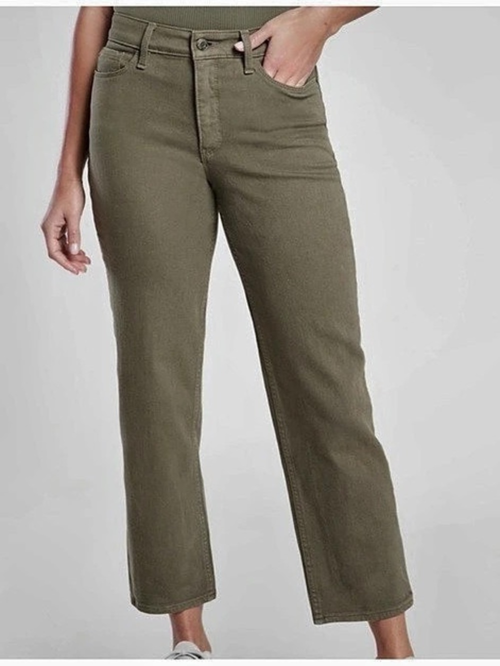 Athleta Flex Straight Crop Jean Straight Leg Green Jeans Size 14P NWT